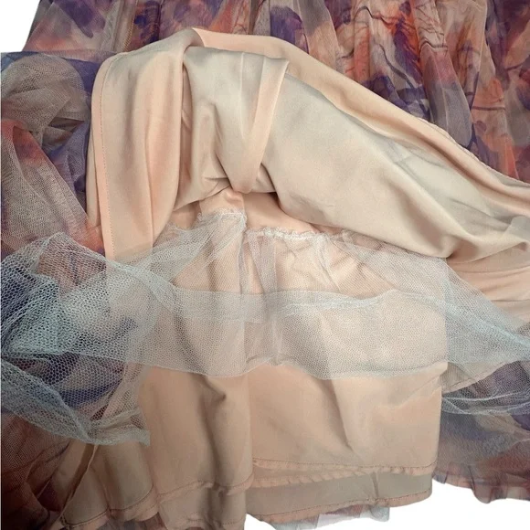 Hutch Amara Bustier Pleated Fit and Flare Midi Dress pink/purple 24W - Picture 9 of 12